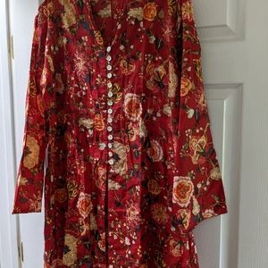 Red floral tunic size XL